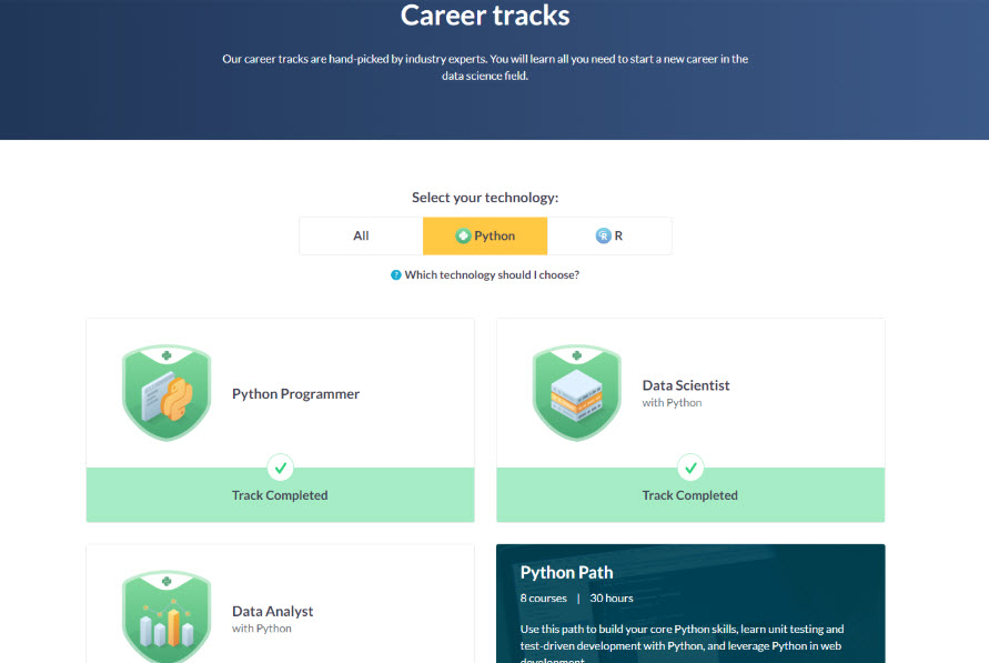 DataCamp's Career Tracks