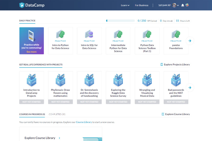 DataCamp's Practice & Projects